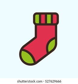 Sock Stocking Minimal Color Flat Line Stroke Icon Pictogram Symbol Illustration
