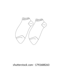 Esbozo vectorial de choque blanco y negro de algodón elegante y calcetines de lana aislados sobre fondo blanco en dibujo estilo doodle. Obra de arte creativa con tinta.