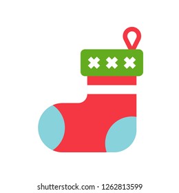 Sock vector, Chirstmas related flat design icon