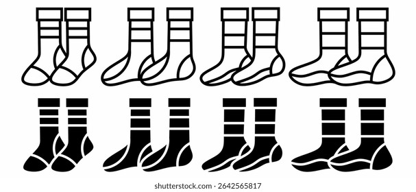 Sock. Vector collection of sock icon illustrations. Black icon design.
