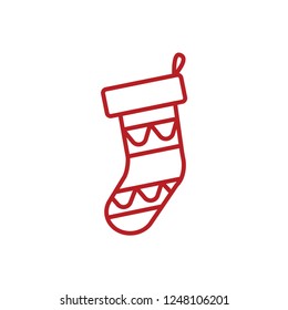 Sock vector icon. Background for winter and christmas theme or new year icon for holiday web site.