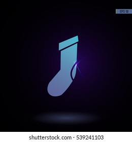 Sock vector icon. Graphic symbol for web design, logo. Isolated sign on a black background.