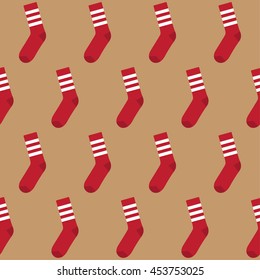 Sock vector illustration isolated Seamless Pattern wallpaper background Red