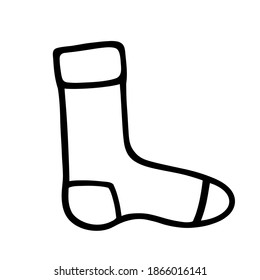 Sock. Vector illustration of a single sock. Winter, autumn 
design element in the style of doodles.