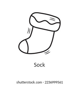 Sock vector outline Icon Design illustration. New Year Symbol on White background EPS 10 File