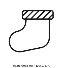 Sock vector sign. Christmas sock icon. Flat symbol. Linear sock icon