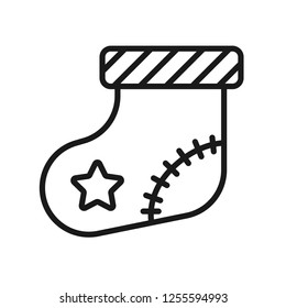 Sock vector sign. Christmas sock icon. Flat symbol. Linear sock icon