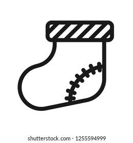 Sock vector sign. Christmas sock icon. Flat symbol. Linear sock icon