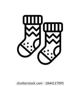 Sock (Winter) icon outline vector. Isolated on white background