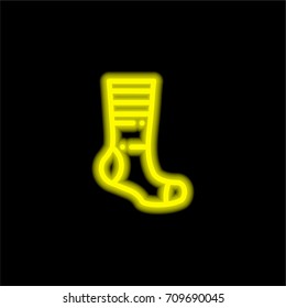 Sock yellow glowing neon ui ux icon. Glowing sign logo vector