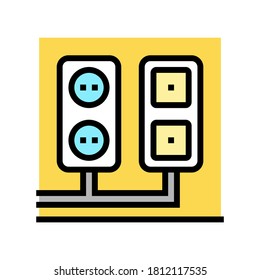 socket and antenna output installation color icon vector. socket and antenna output installation sign. isolated symbol illustration