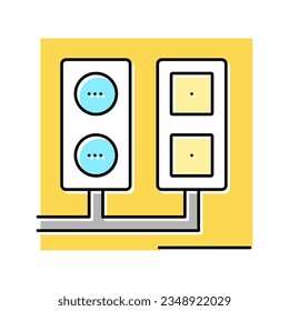socket and antenna output installation color icon vector. socket and antenna output installation sign. isolated symbol illustration