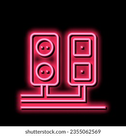 socket and antenna output installation neon light sign vector. socket and antenna output installation illustration