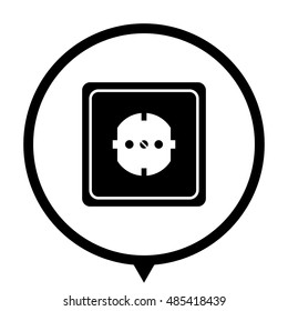 Socket - black vector  icon; map pointer