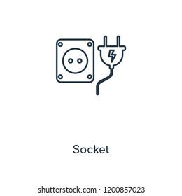 Socket concept line icon. Linear Socket concept outline symbol design. This simple element illustration can be used for web and mobile UI/UX.