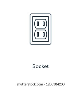 Socket concept line icon. Linear Socket concept outline symbol design. This simple element illustration can be used for web and mobile UI/UX.