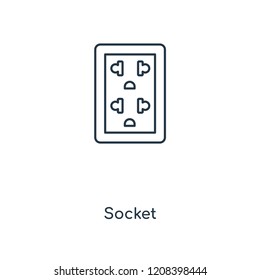 Socket concept line icon. Linear Socket concept outline symbol design. This simple element illustration can be used for web and mobile UI/UX.