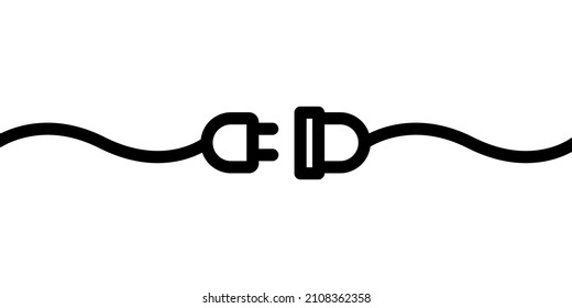 Socket electrical plug linear illustration. 404 error page not found. Electric connection concept. 