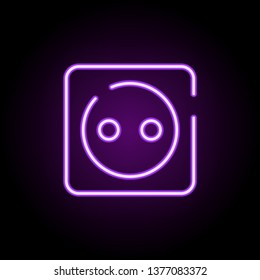 socket, electricity neon icon. Elements of construction set. Simple icon for websites, web design, mobile app, info graphics