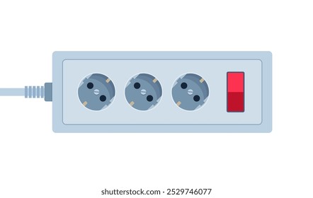 Socket Extension cord. Electric Power outlet plug. Power strip. Vector illustration