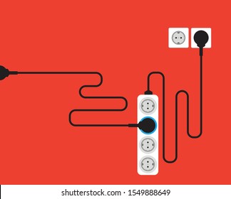 Socket extension cord vector background
