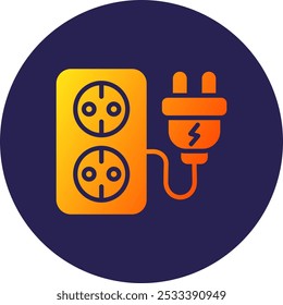 Socket Glyph Circle Gradient Icon