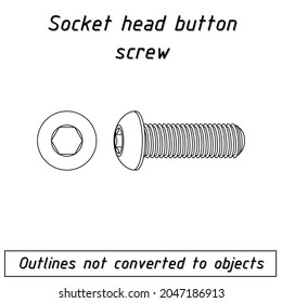 socket head button screw fastener outline blueprint 