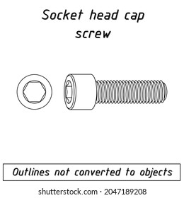 socket head cap screw fastener outline blueprint 