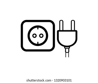 socket icon - socket isolated, electric plug illustration- Vector power cable - Vector
