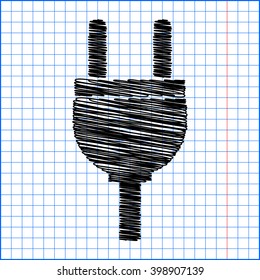 Socket icon with pen effect on paper
