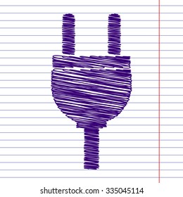 Socket icon with pen and school paper effect 