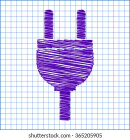 Socket icon with pen and school paper effect 