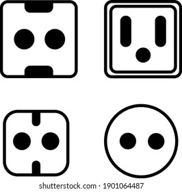 Socket Icon set  in trendy flat style.  simple design for graphics, logos, websites, social media, UI, mobile apps, EPS10
