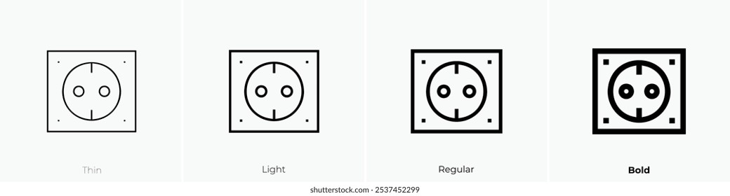 socket icon. Thin, Light Regular And Bold style design isolated on white background