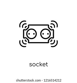 Socket icon. Trendy modern flat linear vector Socket icon on white background from thin line smart home collection, editable outline stroke vector illustration