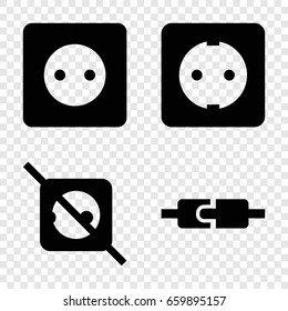 Socket icons set. set of 4 socket filled icons such as