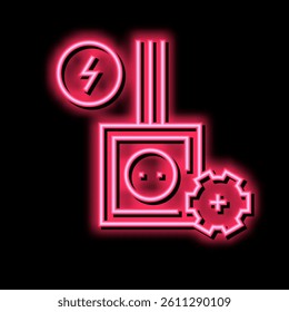 socket installation neon light sign vector. socket installation illustration