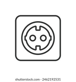 Socket, in line design. Socket, Outlet, Plug, Electrical, Power, Wall, Energy on white background vector. Socket editable stroke icon.