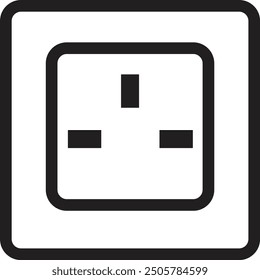 Socket, in line design. Socket, Outlet, Plug, Electrical, Power, Wall, Energy on white background vector. Socket editable stroke icon.Vector illustration
