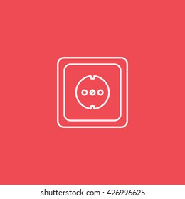 Socket Line Icon On Red Background