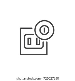 Socket on line icon, outline vector sign, linear style pictogram isolated on white. Symbol, logo illustration. Editable stroke