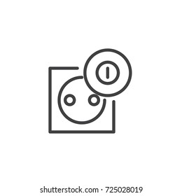 Socket on line icon, outline vector sign, linear style pictogram isolated on white. Symbol, logo illustration. Editable stroke