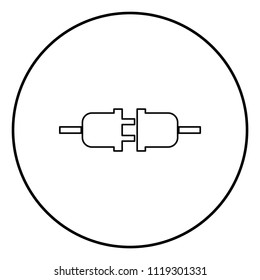 Socket and plug icon black color in circle round outline