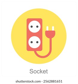 Socket and plug icon concept