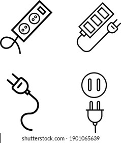 Socket plug Icon set in trendy line style.  simple design for graphics, logos, websites, social media, UI, mobile apps, EPS10