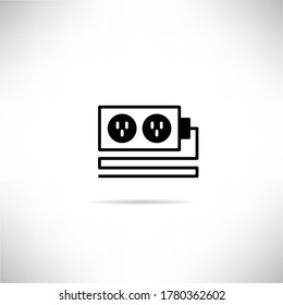 socket plug icon with shadow on gray background vector