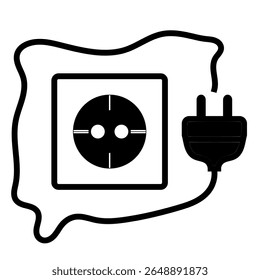 L'icône prise et fiche avec fil symbolise la connexion électrique, l'énergie électrique et le design moderne.