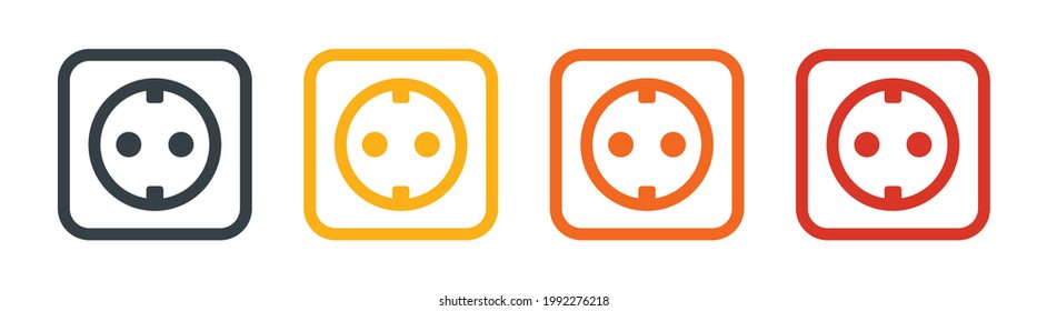 Socket plug icons set in different color on circle design. Vector illustration.