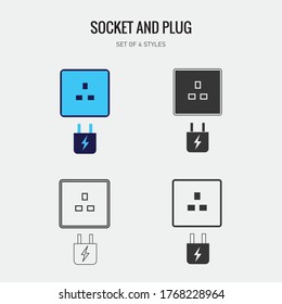 socket and plug vector icon electricity