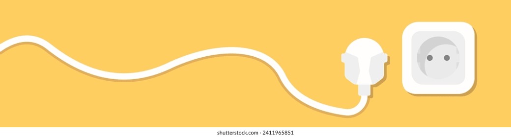 Socket and plug vector icon. Environment socket vector. Long electric extension cord icon. Connection to the power grid vector concept. Plug in symbol.